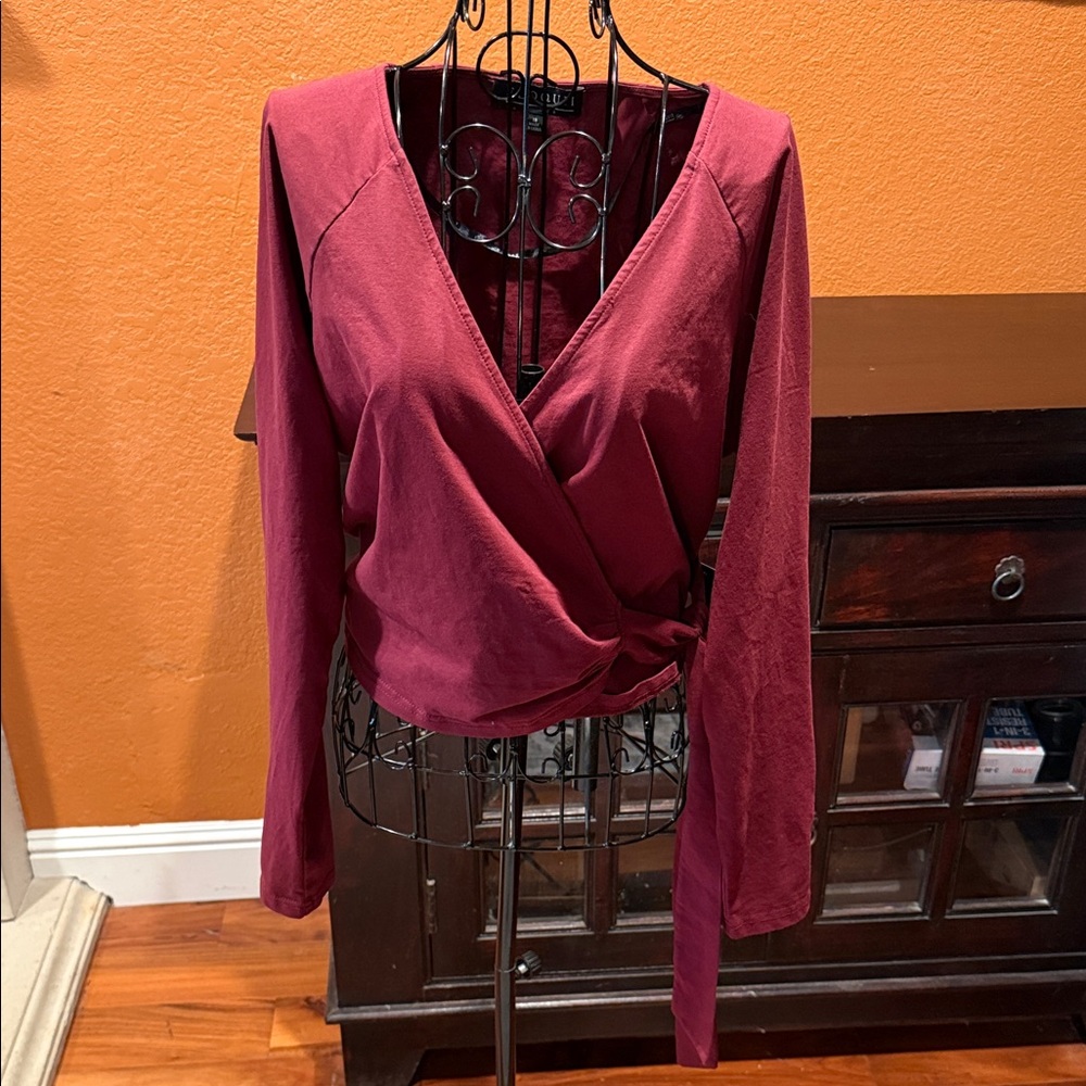 NWT Eloquii 18 Plus Size Women's Burgundy Red Wrap Shrug Top